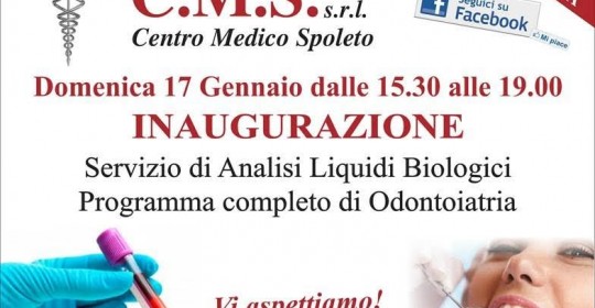 Domenica 17 Gennaio Cms Spoleto inaugura nuovi servizi
